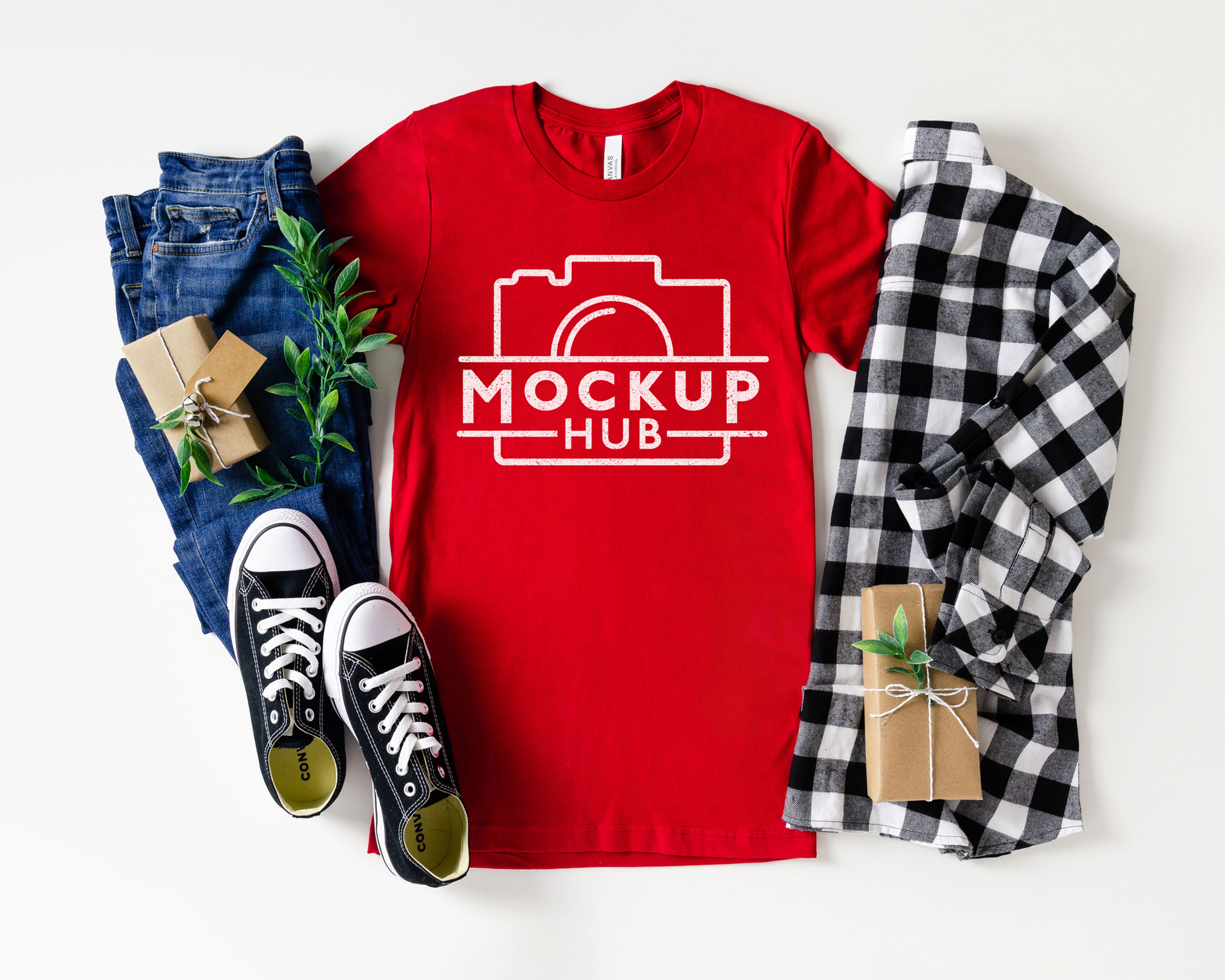 Bella Canvas 3001C Canvas Red T-Shirt Mockup