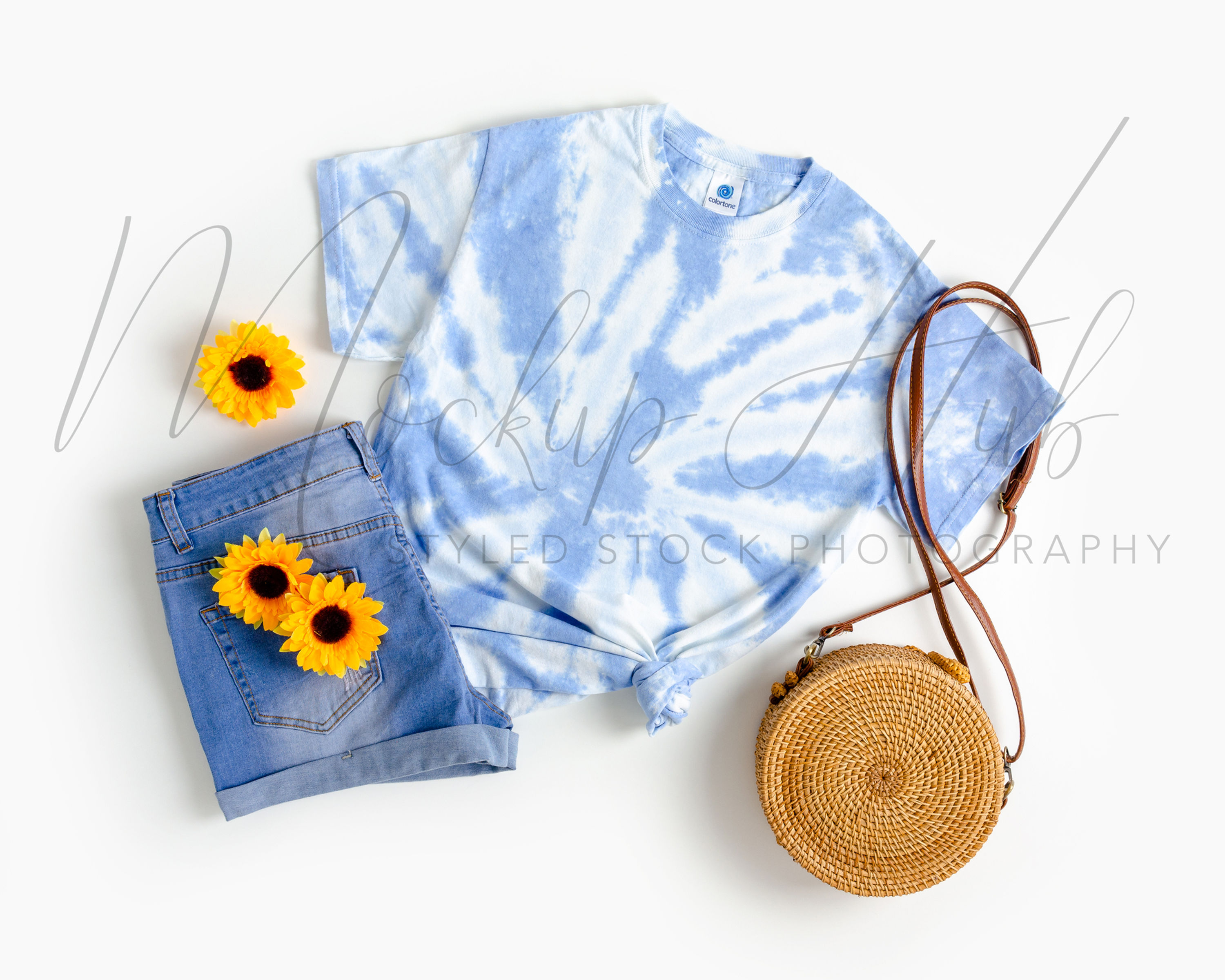 Color Tone CD110 Twist Carolina Blue T-Shirt Mockup