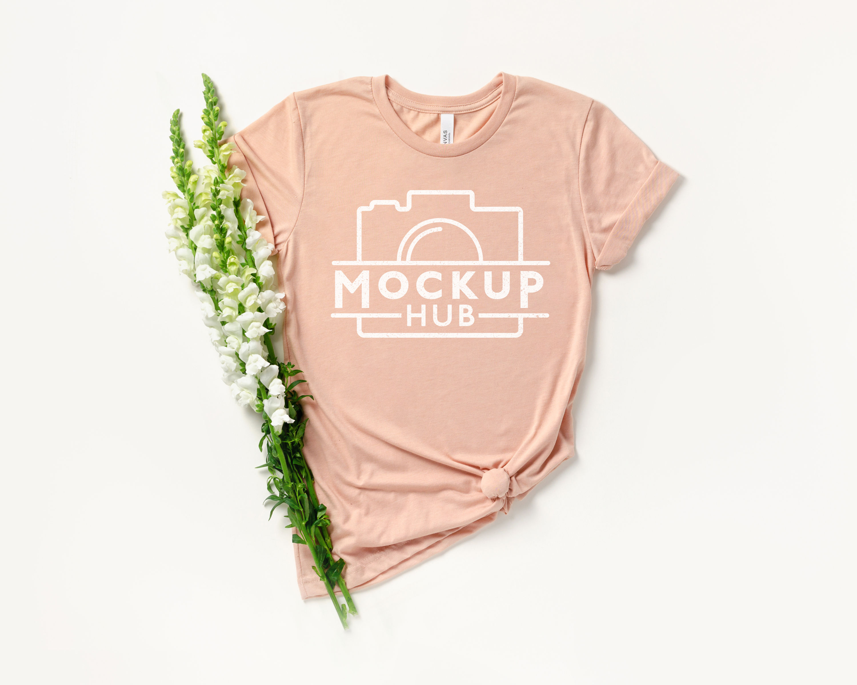 Bella Canvas 3001CVC Heather Peach T-Shirt Mockup
