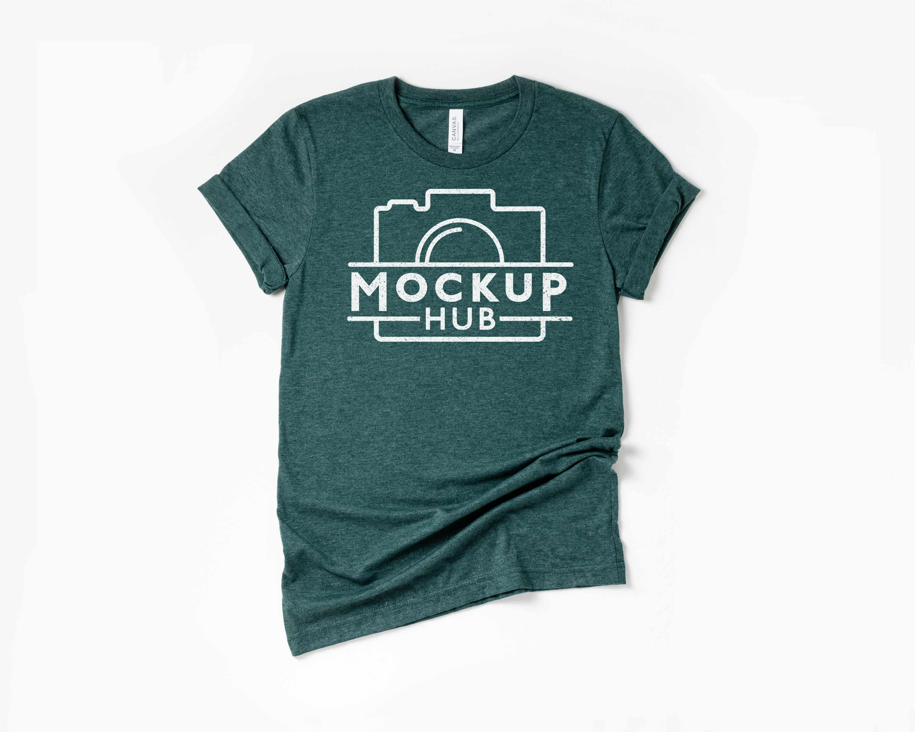 Bella Canvas 3001CVC Heather Forest T-Shirt Mockup