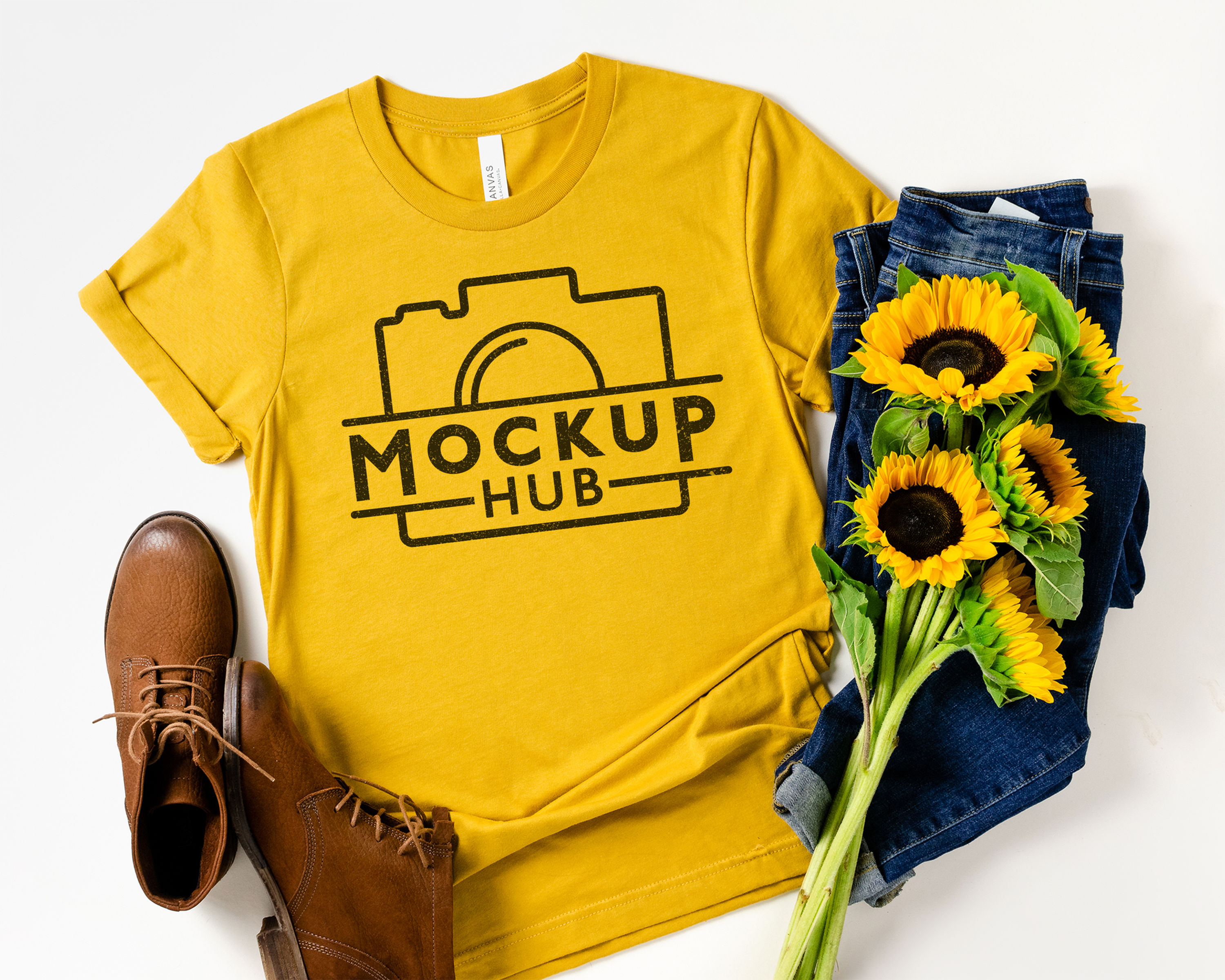 Bella Canvas 3001C Mustard T-Shirt Mockup