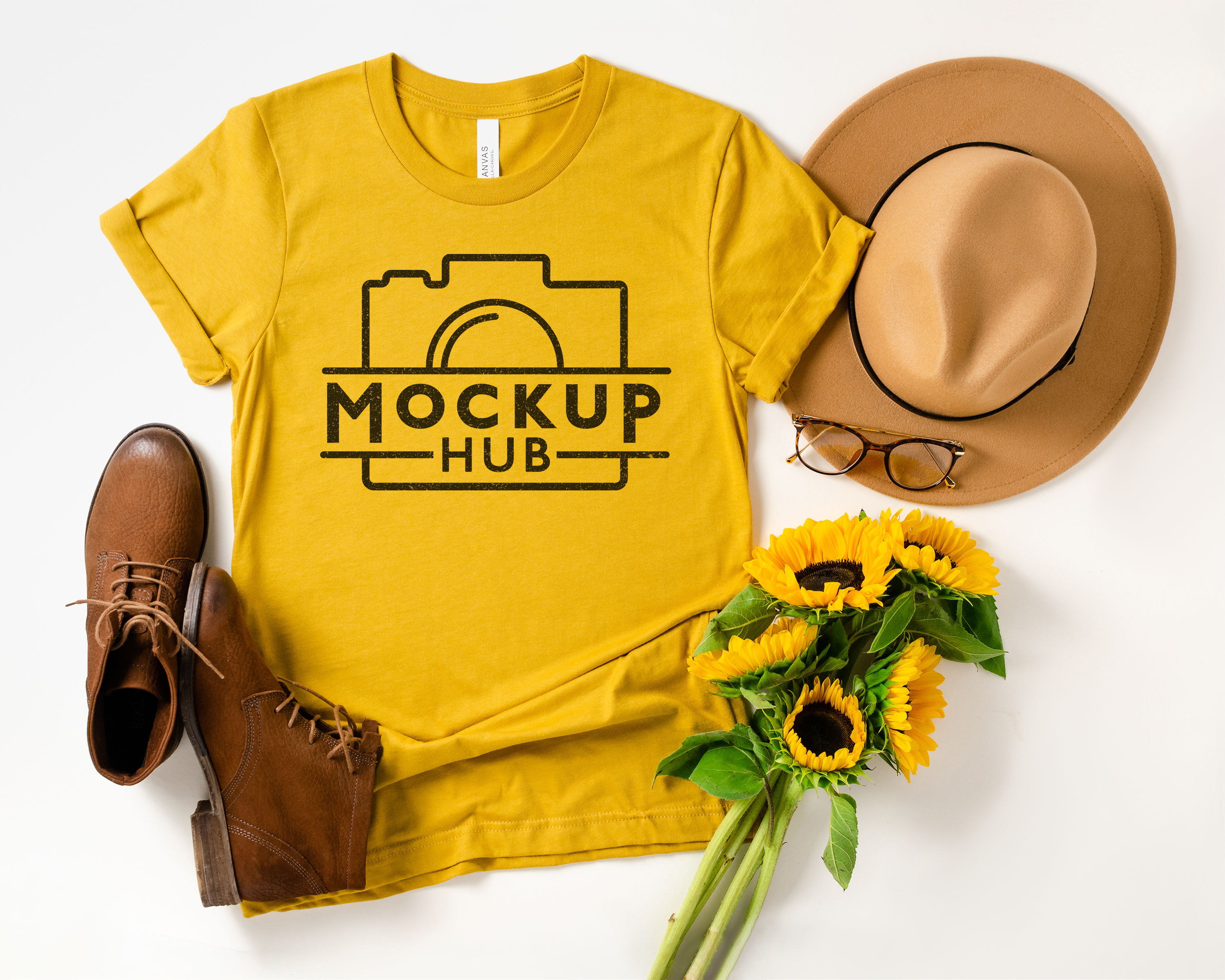 Bella Canvas 3001C Mustard T-Shirt Mockup