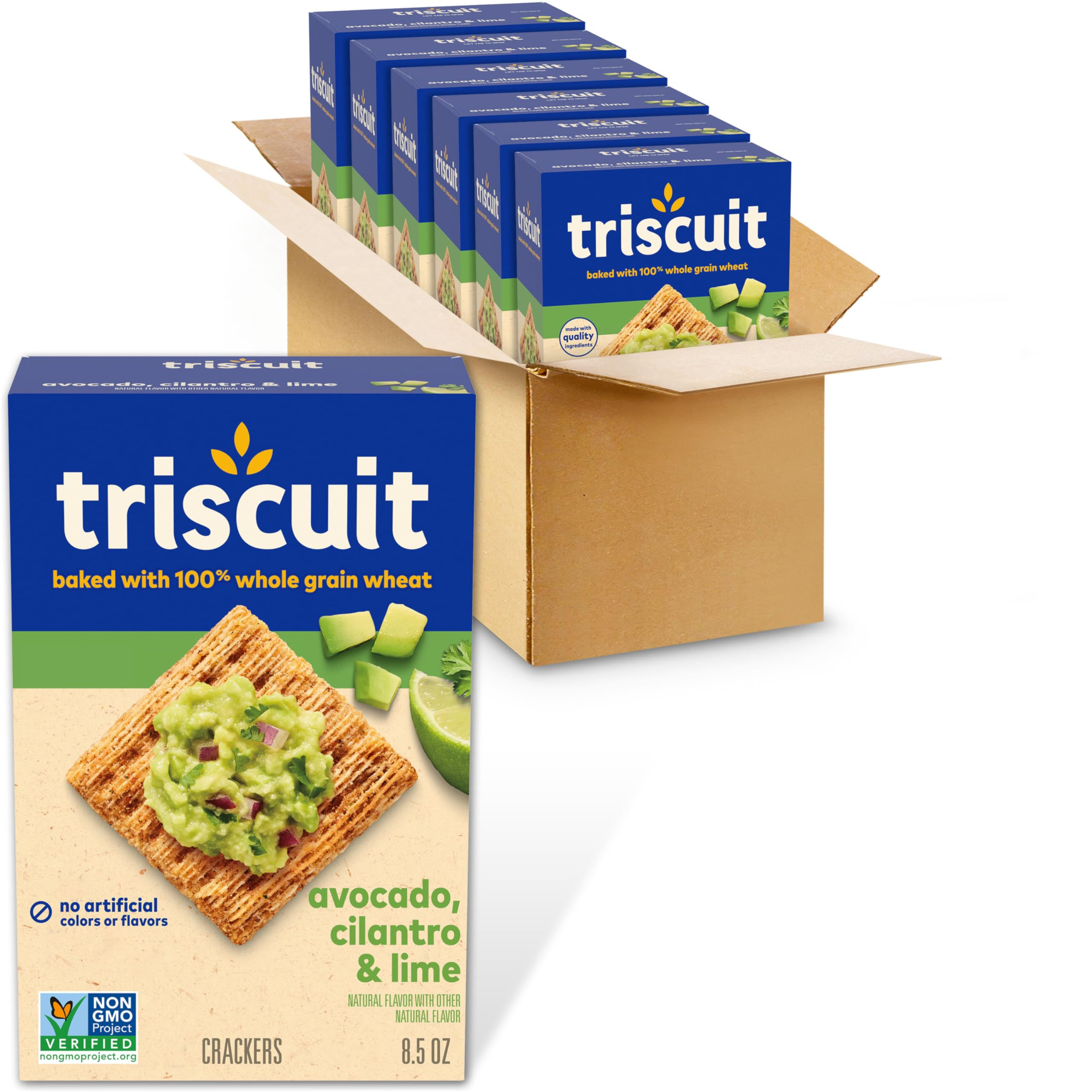 Triscuit Avocado, Cilantro & Lime Whole Grain Wheat Crackers, Lunch Snacks, Bulk