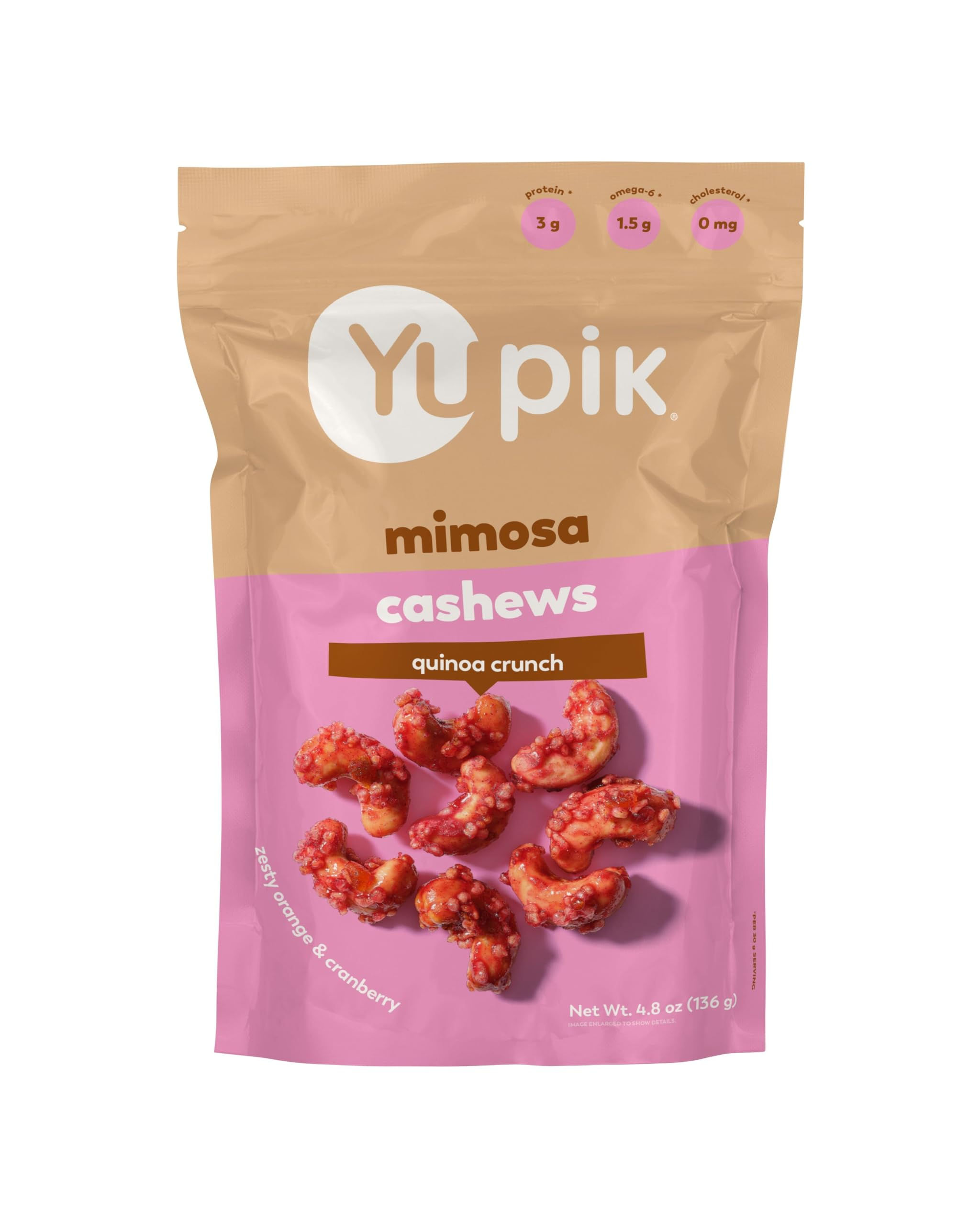 Yupik Orange Cranberry Mimosa Cashews, 4.8 Oz, Kosher, Made with Natural Ingredi