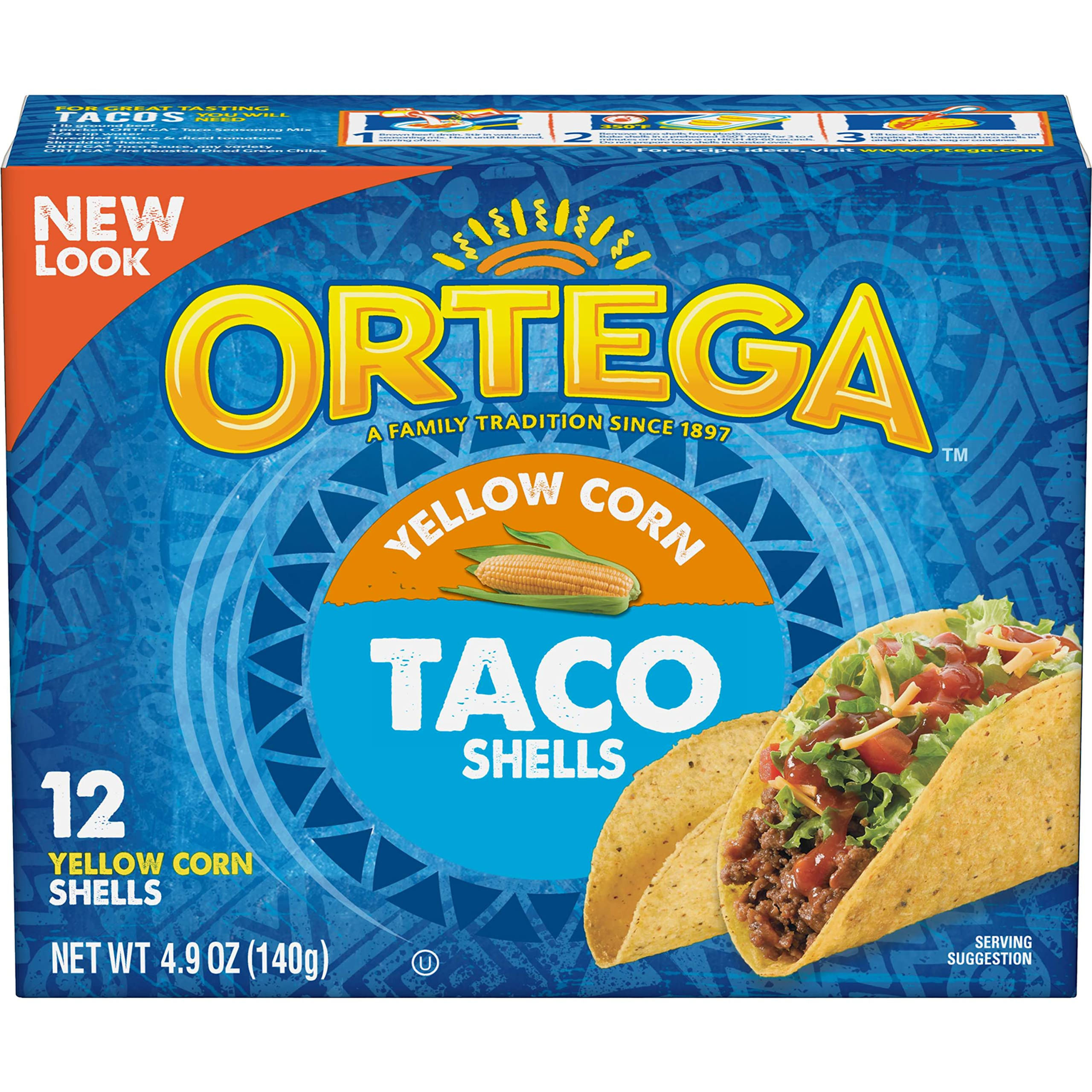 Ortega Yellow Corn Taco Shells, 4.9 Ounce, 12 Shells 12 Count