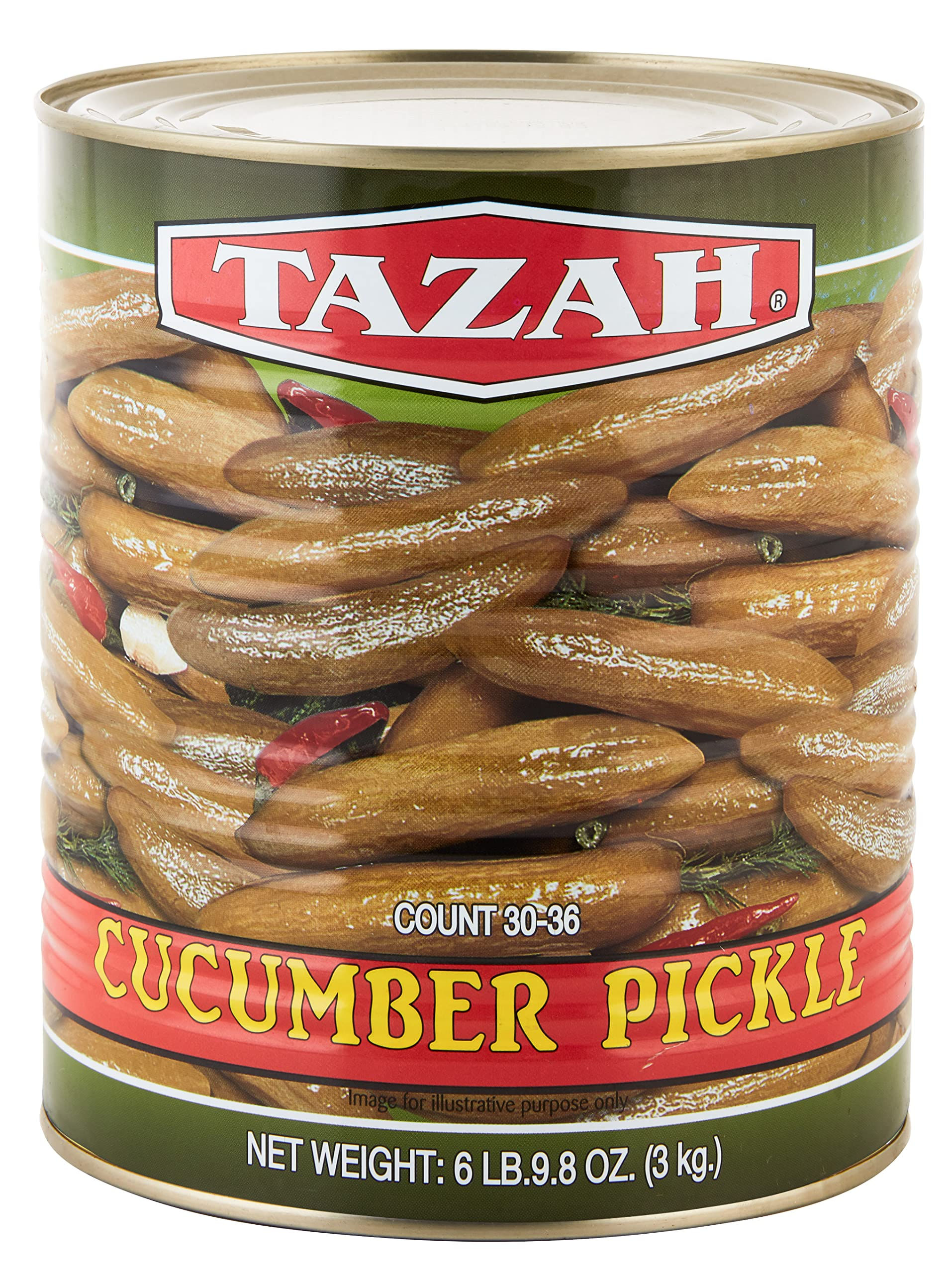 Tazah Cucumber Pickle 6.62 lbs Large Pickled Cucumbers in Brine 30-36 Large Cucu