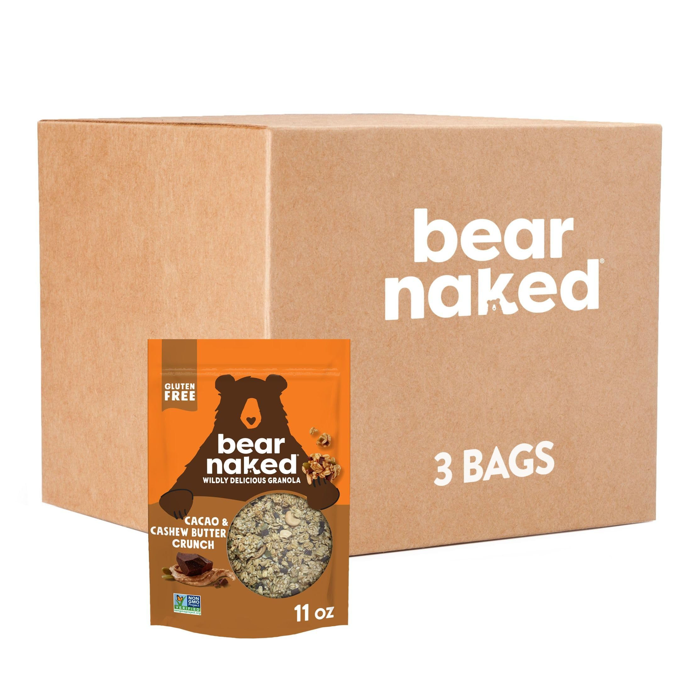 Bear Naked Granola Cereal, Whole Grain Granola, Breakfast Snacks, Cacao and Cash