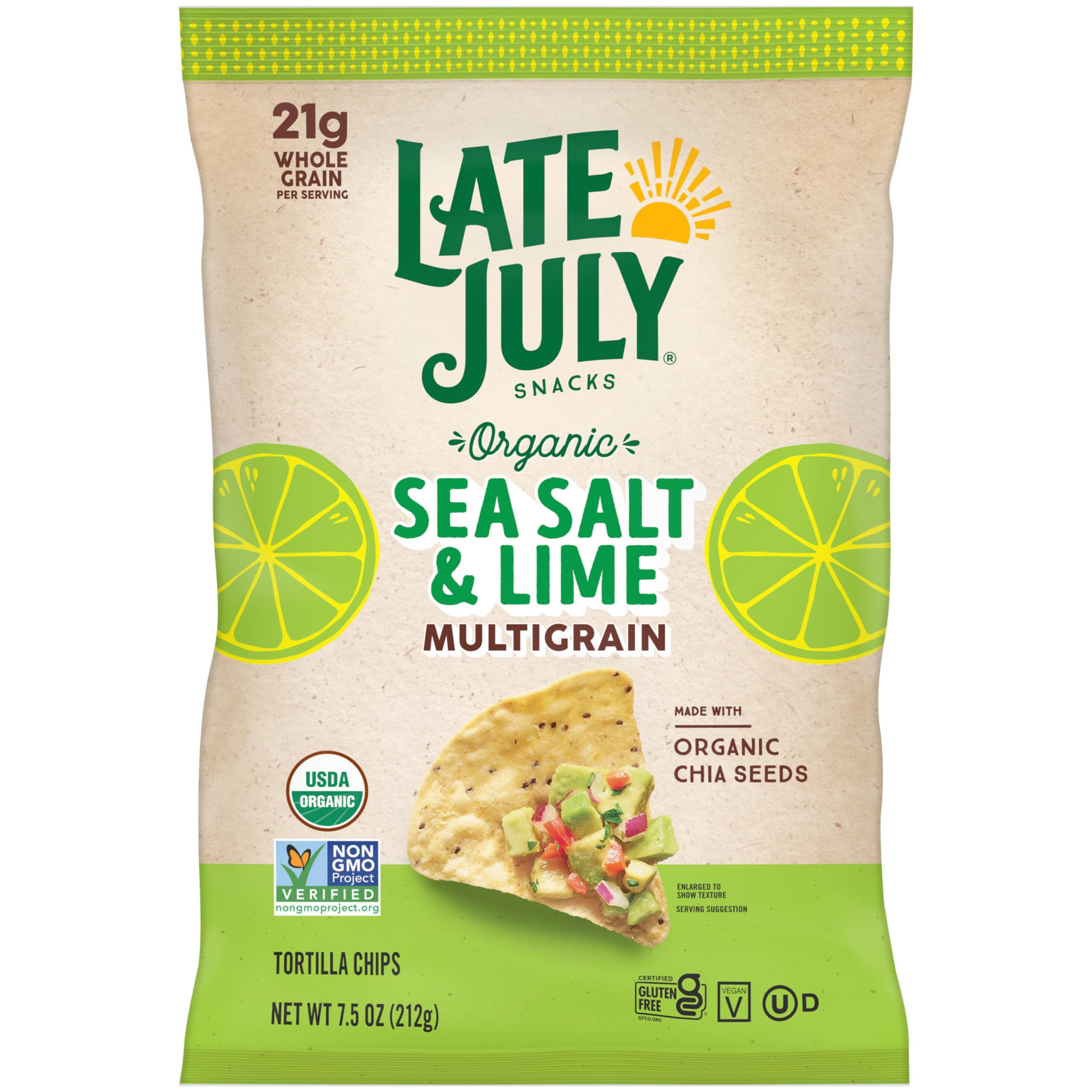 Late July Snacks, Organic Multigrain Tortilla Chips, Sea Salt and Lime, 7.5-oz.