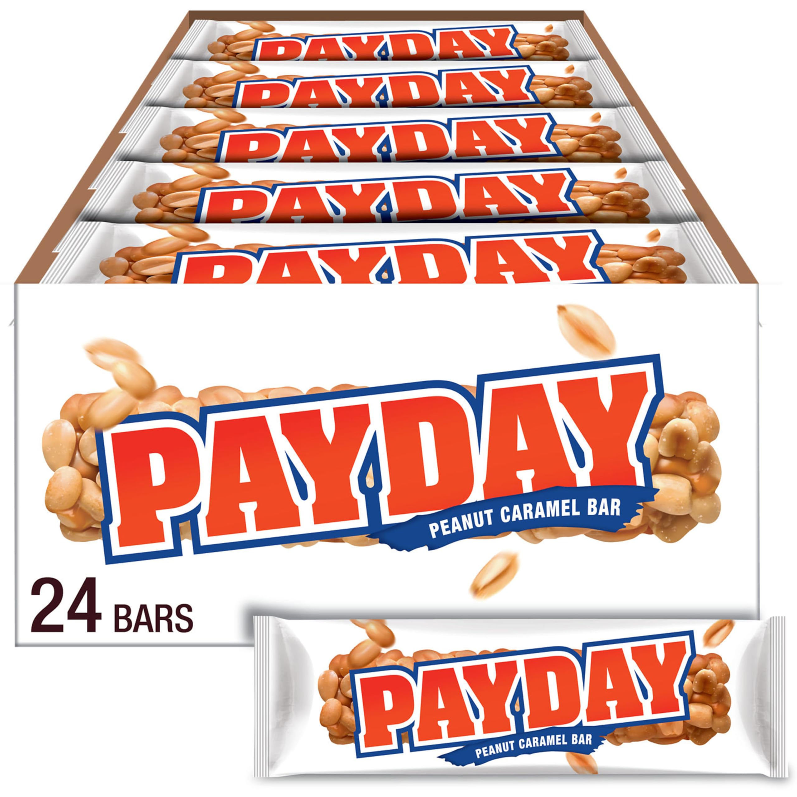 PAYDAY Peanut Caramel Candy Bars, 1.85 oz (24 Count) 24 Count (Pack of 1)