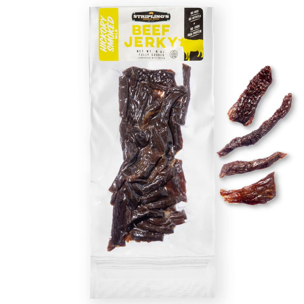Stripling's Hickory Smoked Beef Jerky - Family Owned Premium Beef Jerky Snack Pa