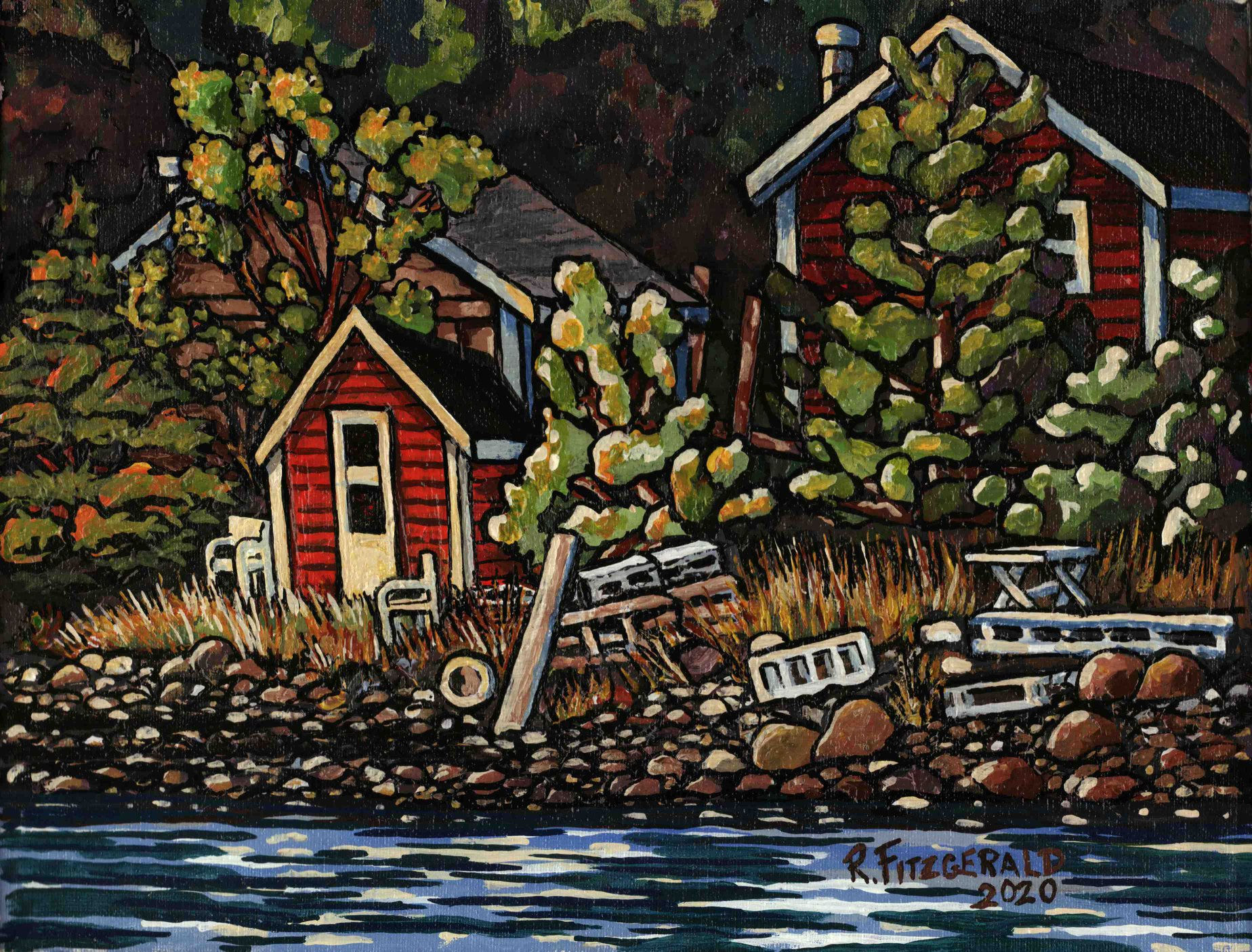 "Front Row Seat: New Harbour" (2020) 12" X 16" original acrylic on canvas