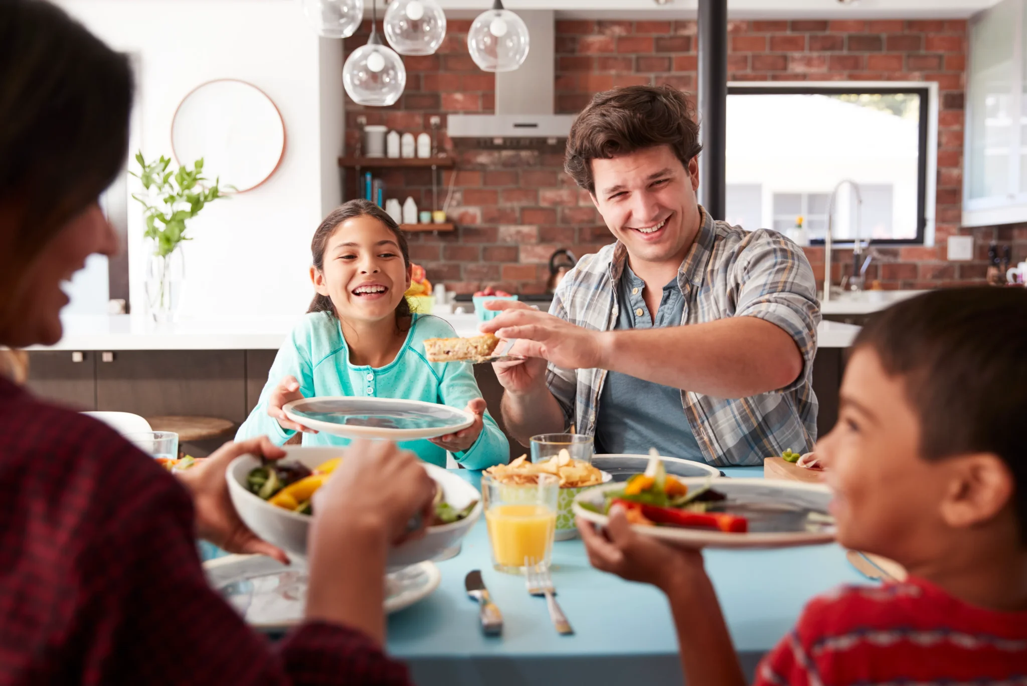 Family enjoying dinner