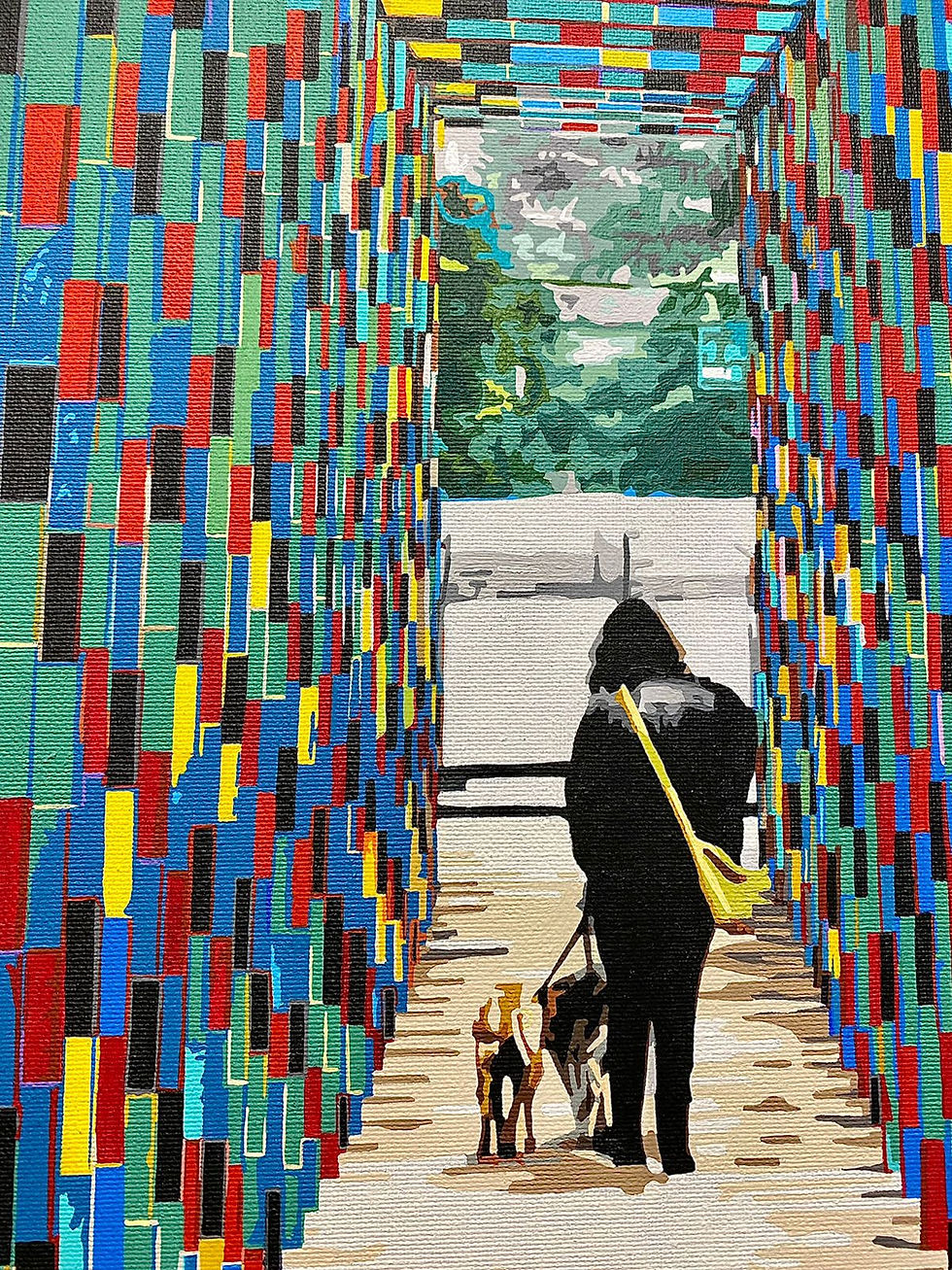 Pérgola de Vicente Rojo, pintura, acercamiento 1