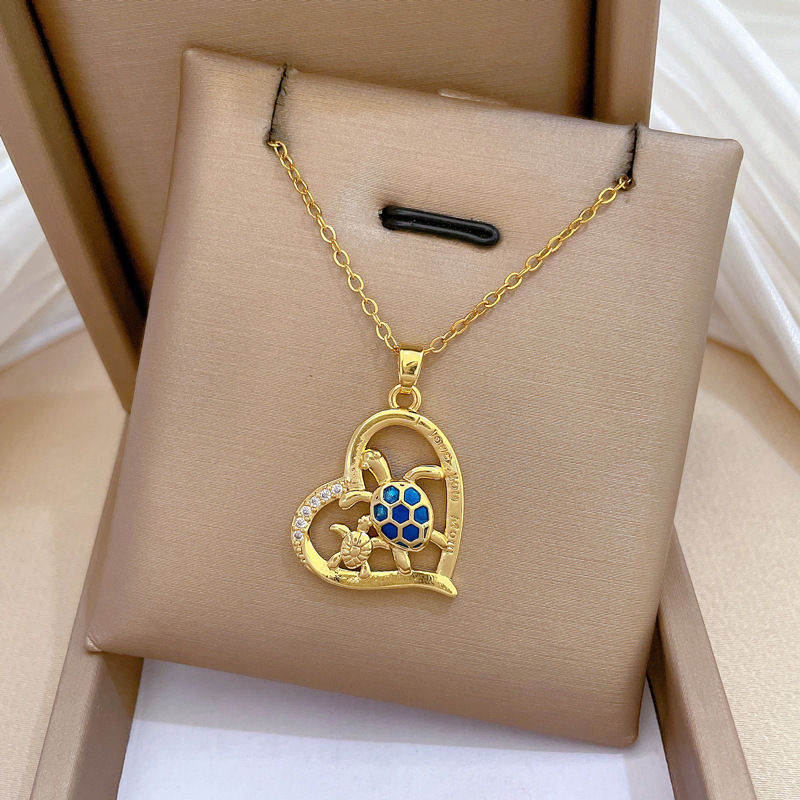 Miniature : Fashionable Turtle Animal Heart Diamond-Encrusted Luxury Necklace for Women Vers