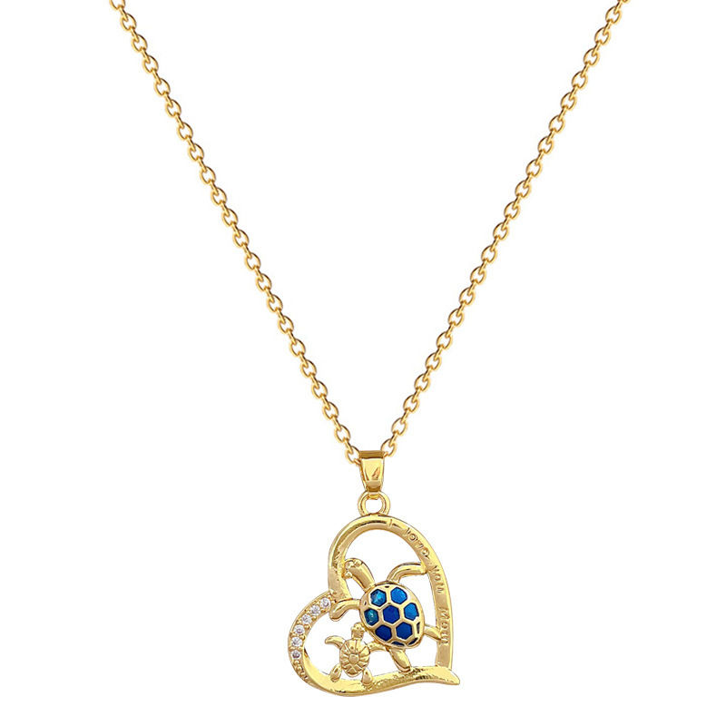 Miniatyrbild: Fashionable Turtle Animal Heart Diamond-Encrusted Luxury Necklace for Women Vers