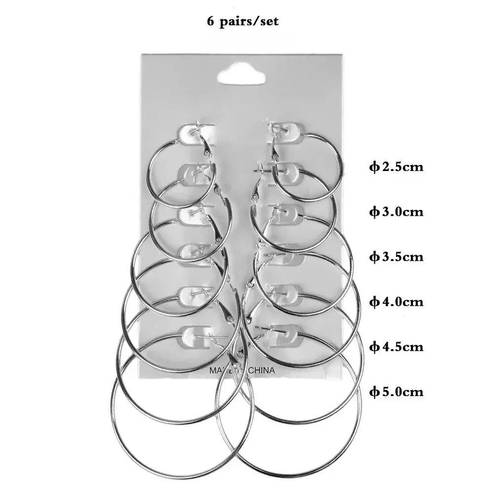 Miniature : 6Pairs Hoop Earrings Set Big Circle Earrings Jewelry for Women Girls Ear Clip Pu