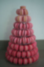 8 tier macaron tower. Pink Ombré macarons from dark shades to lighters