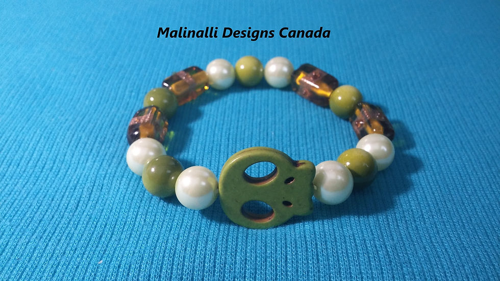Thumbnail: 059.-Green Skull with brown Halloween bracelet