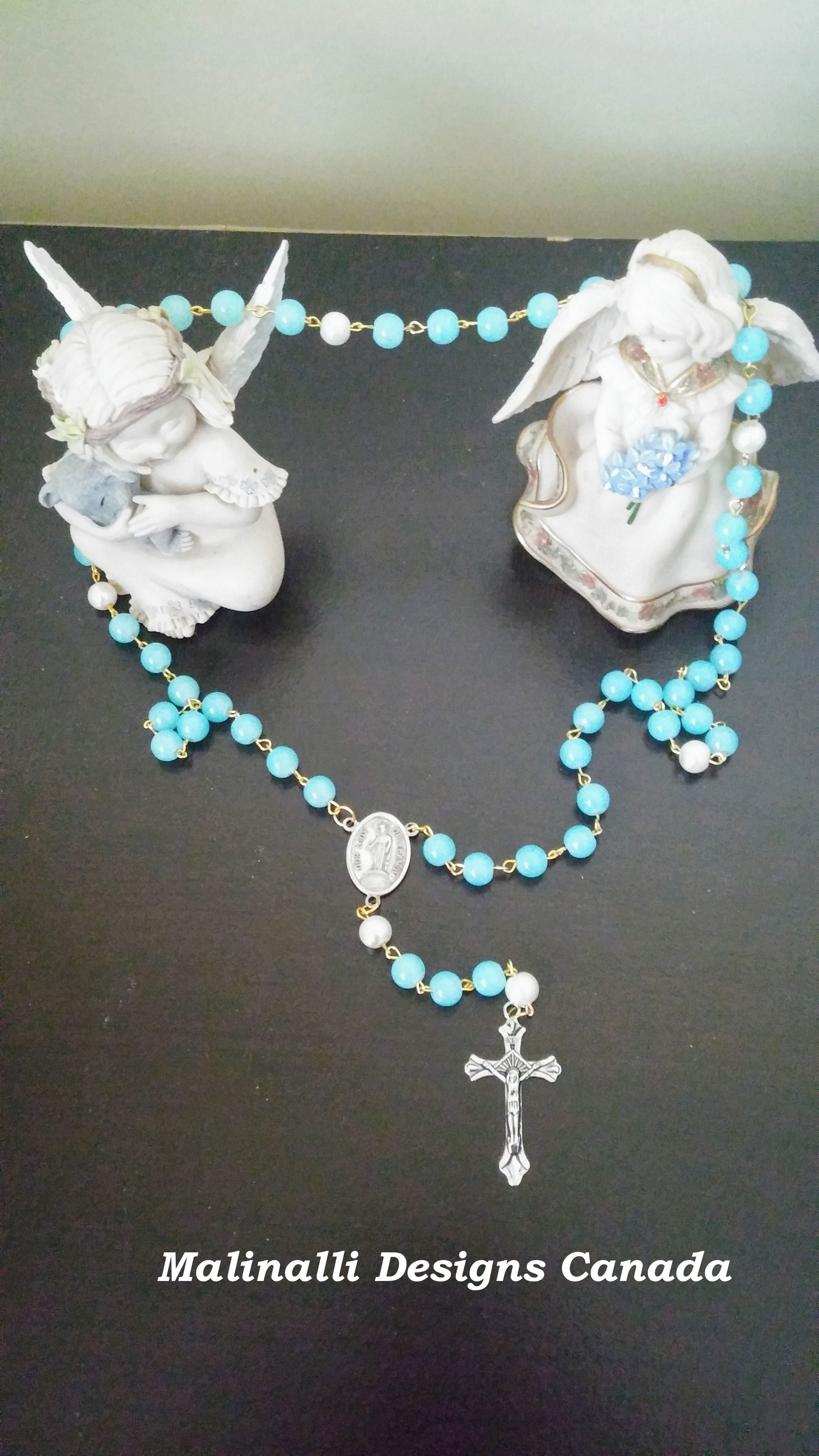 017.-Light aqua drizzle with lady of Lebanon virgin