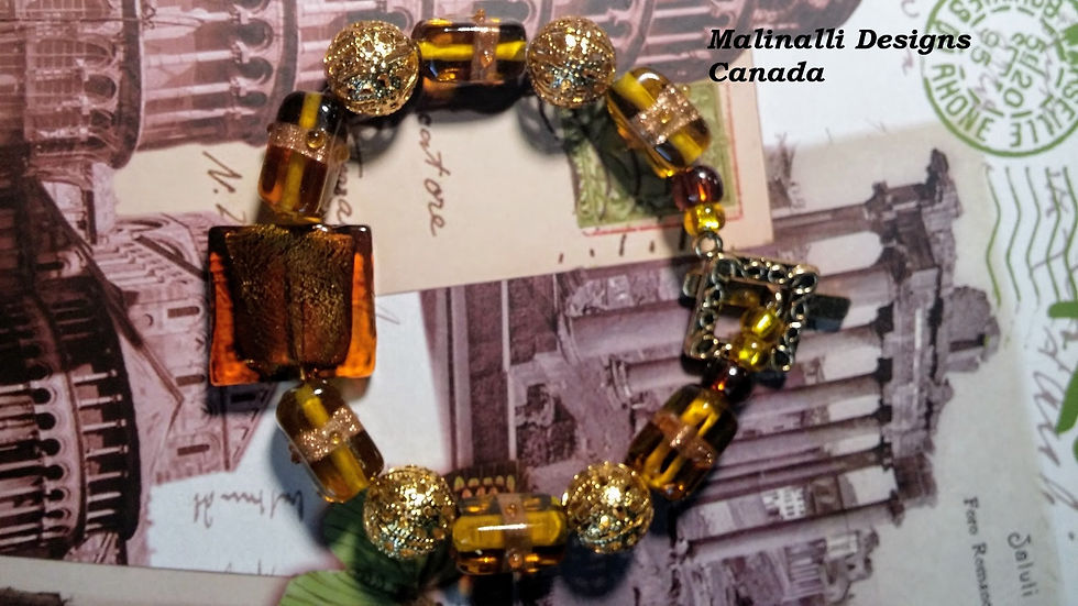 Thumbnail: 012 Brown lamp-work and  gold plated