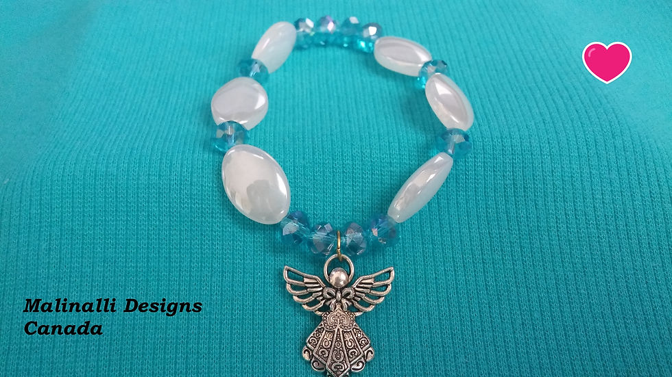 Thumbnail: 023 White and blue bracelet with angel!