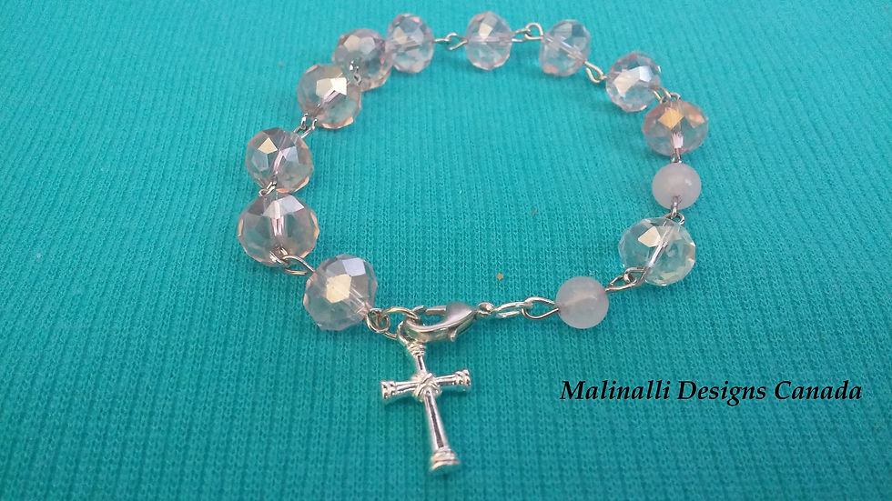 Thumbnail: 009.-Pink crystal rosary bracelet with clasp