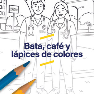 Café, jaleco e lápis de cor