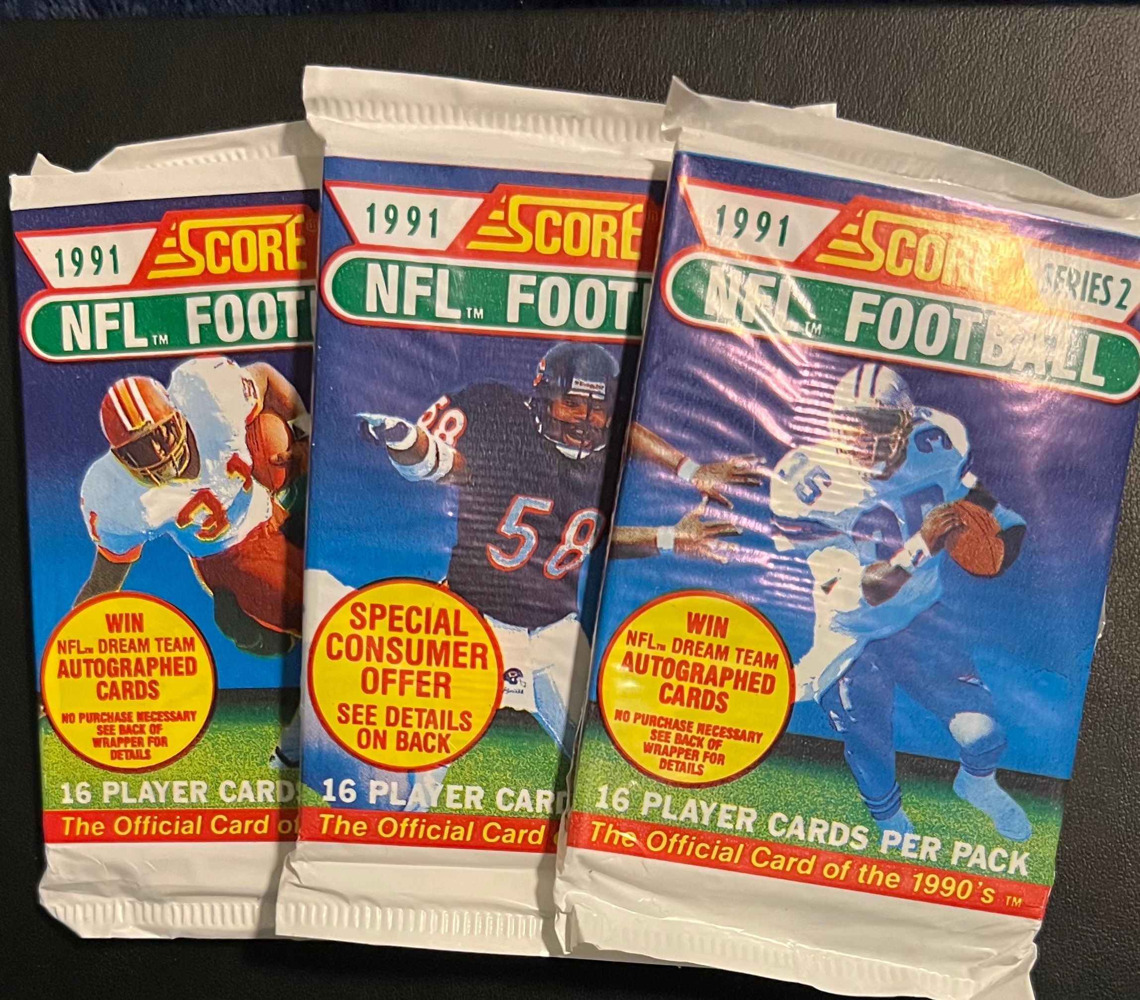 Score Vintage 1991 NFL Football Cards (3 packs)