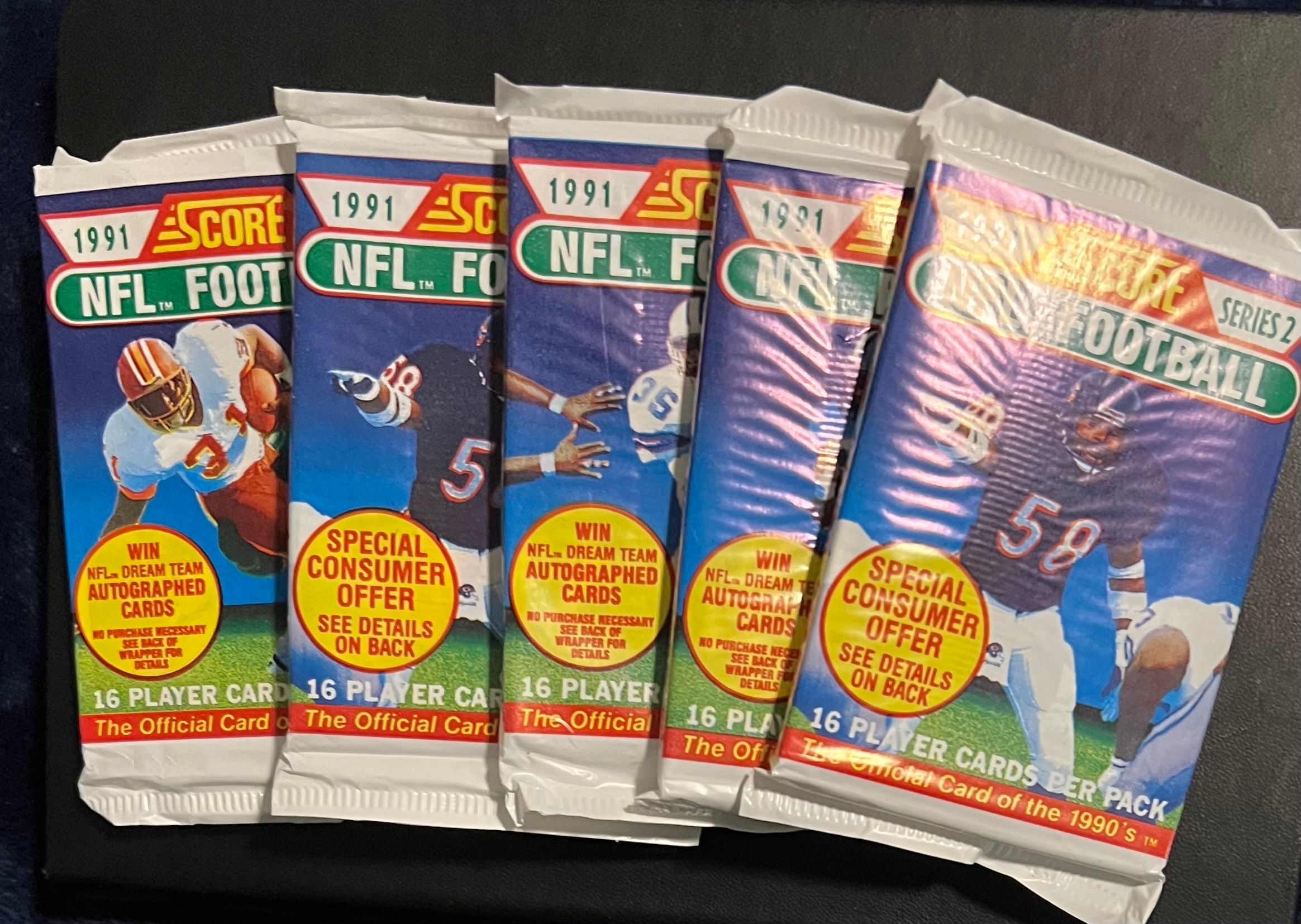 Score Vintage 1991 NFL Football Cards (5 packs)