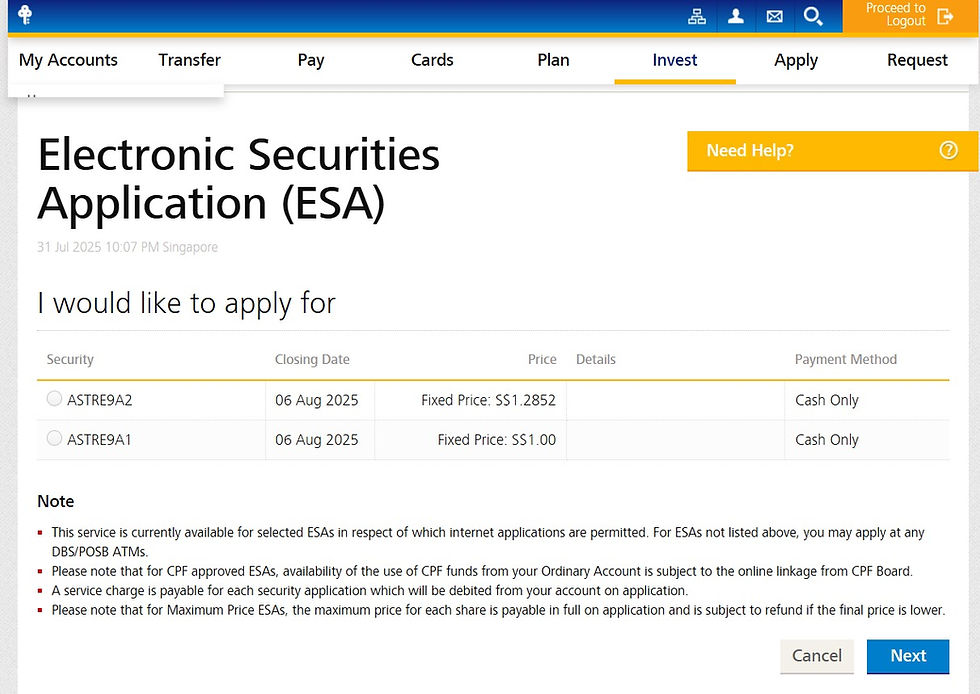 Choose which class of Astrea 9 bonds (A1 or A2) you wish to apply. Should be able to apply for both via 2 transactions
