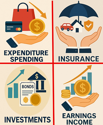 Various aspects of financial levels of our lives to be catered for as we progress in our financial journey and towards retirement