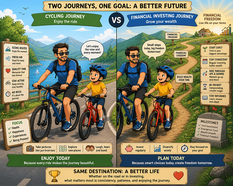 AI generated image of father and son cycling trip