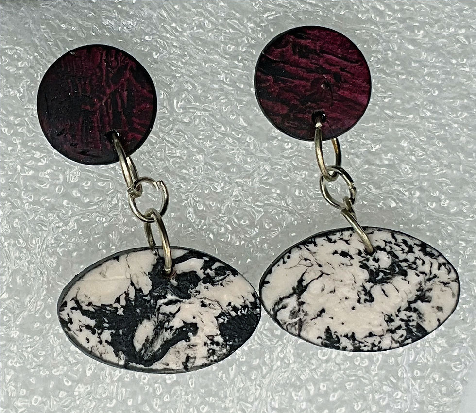 E27- Black White Red Earrings