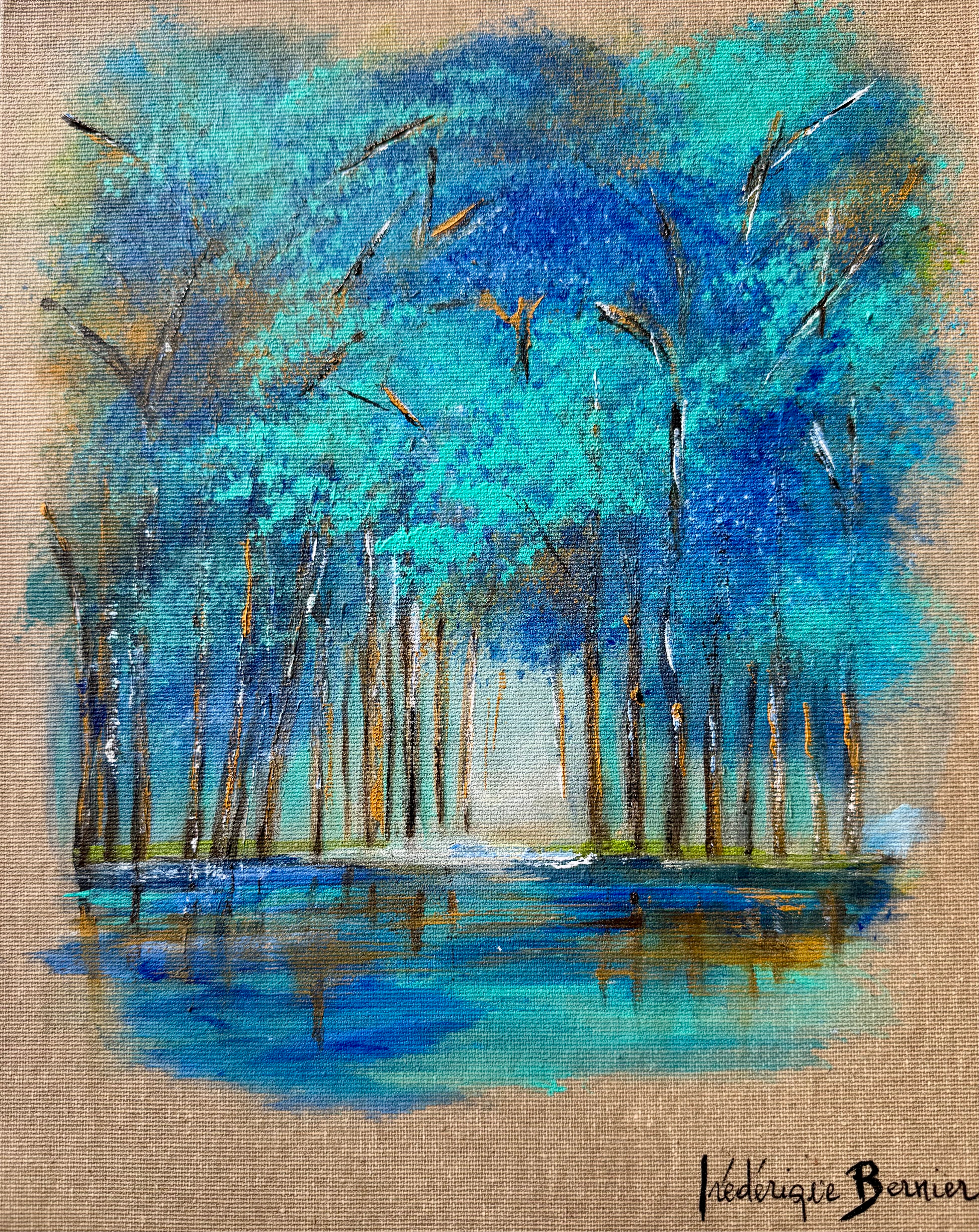 Clairière émeraude - Acrylique sur carton toilé - 30 x 24 cm