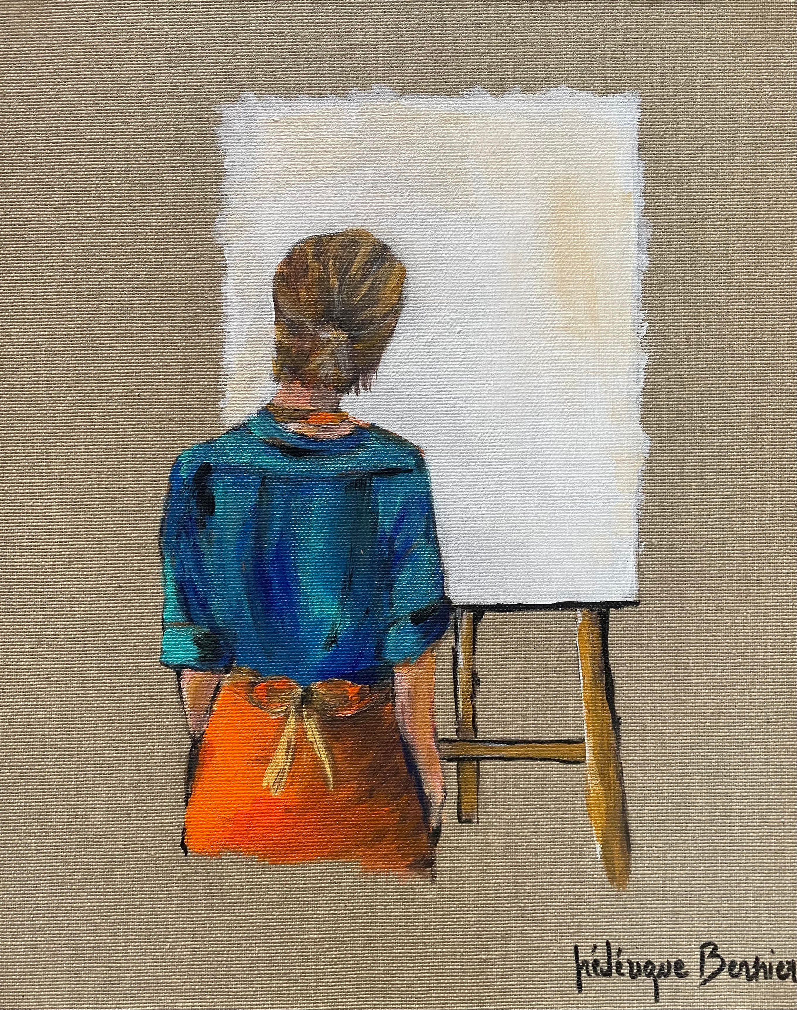 La toile blanche - Acrylique sur toile en lin / caisse américaine 33 x 27 cm
