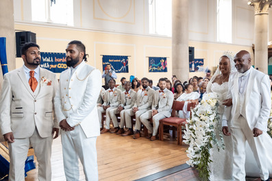 Father walking Jodie down the aisle at St Luke’s Church
