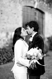 Black and white couple portrait at the registry office Hertfordshire wedding photographer 