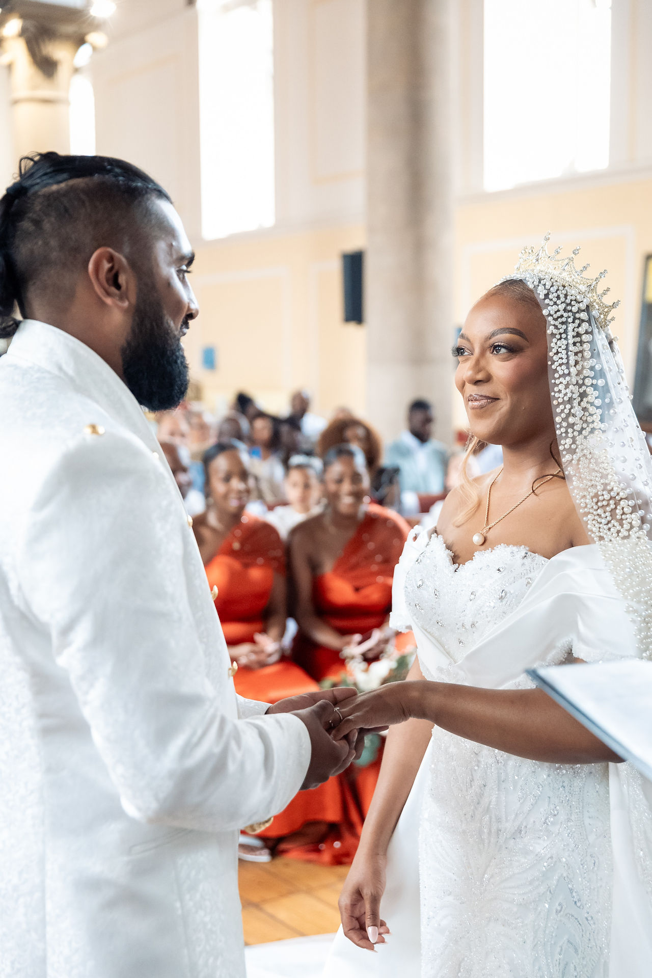 Bride and groom exchanging vows at St Luke’s Church 