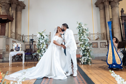 First kiss as husband and wife at St Luke’s Church