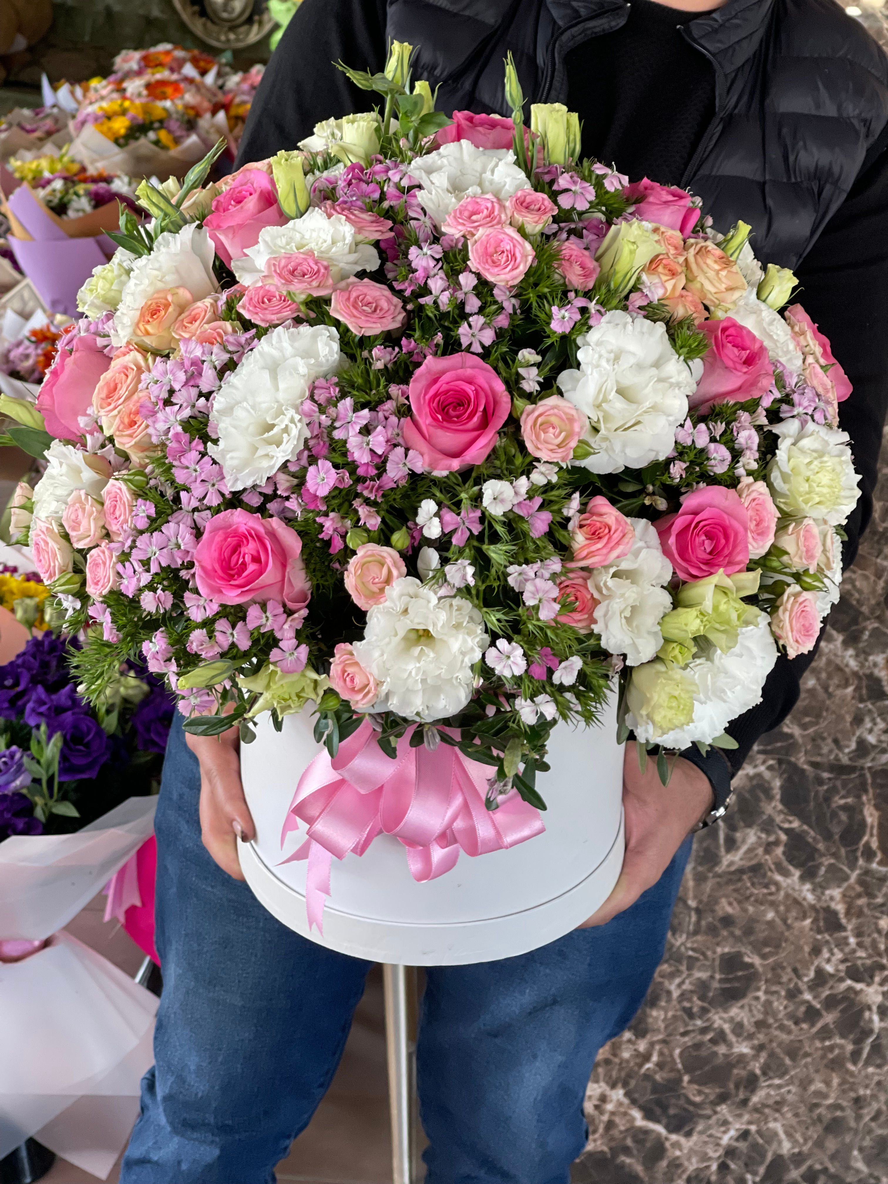 Colorful Dance of Mixed Roses in a Box