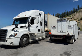 semi trailer repairs on the road side, heavy duty mechanic