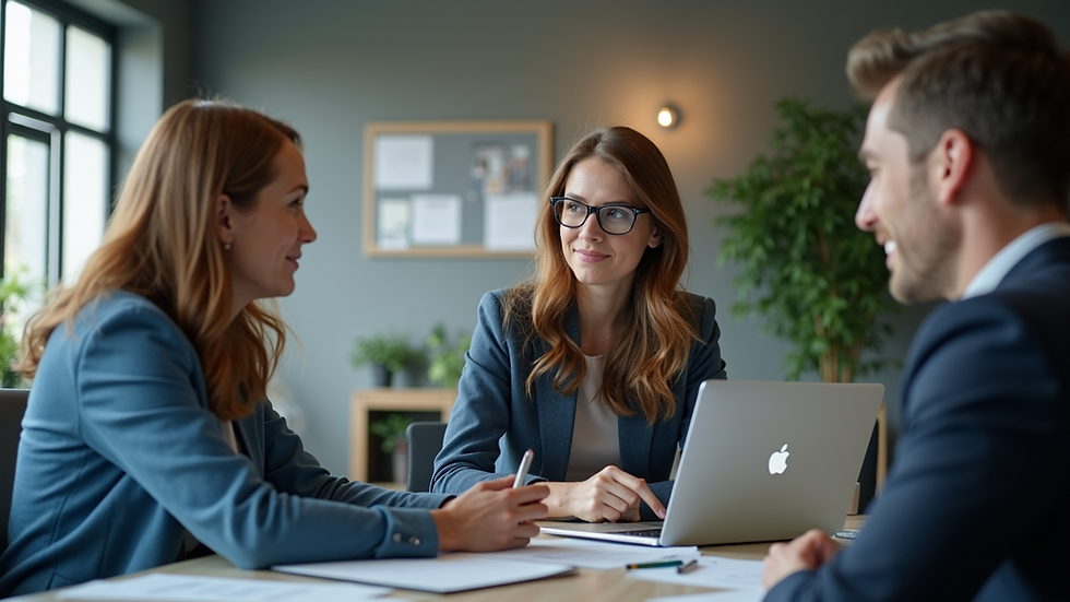 Eye-level view of a digital marketing team engaged in a discussion