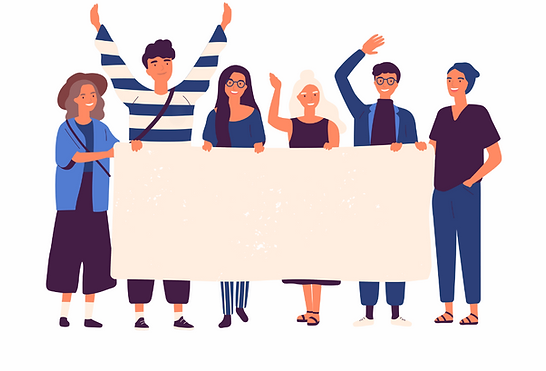 people holding a sing
