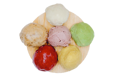 scoops of vanilla, mango, taro, salted caramel, match ice cream