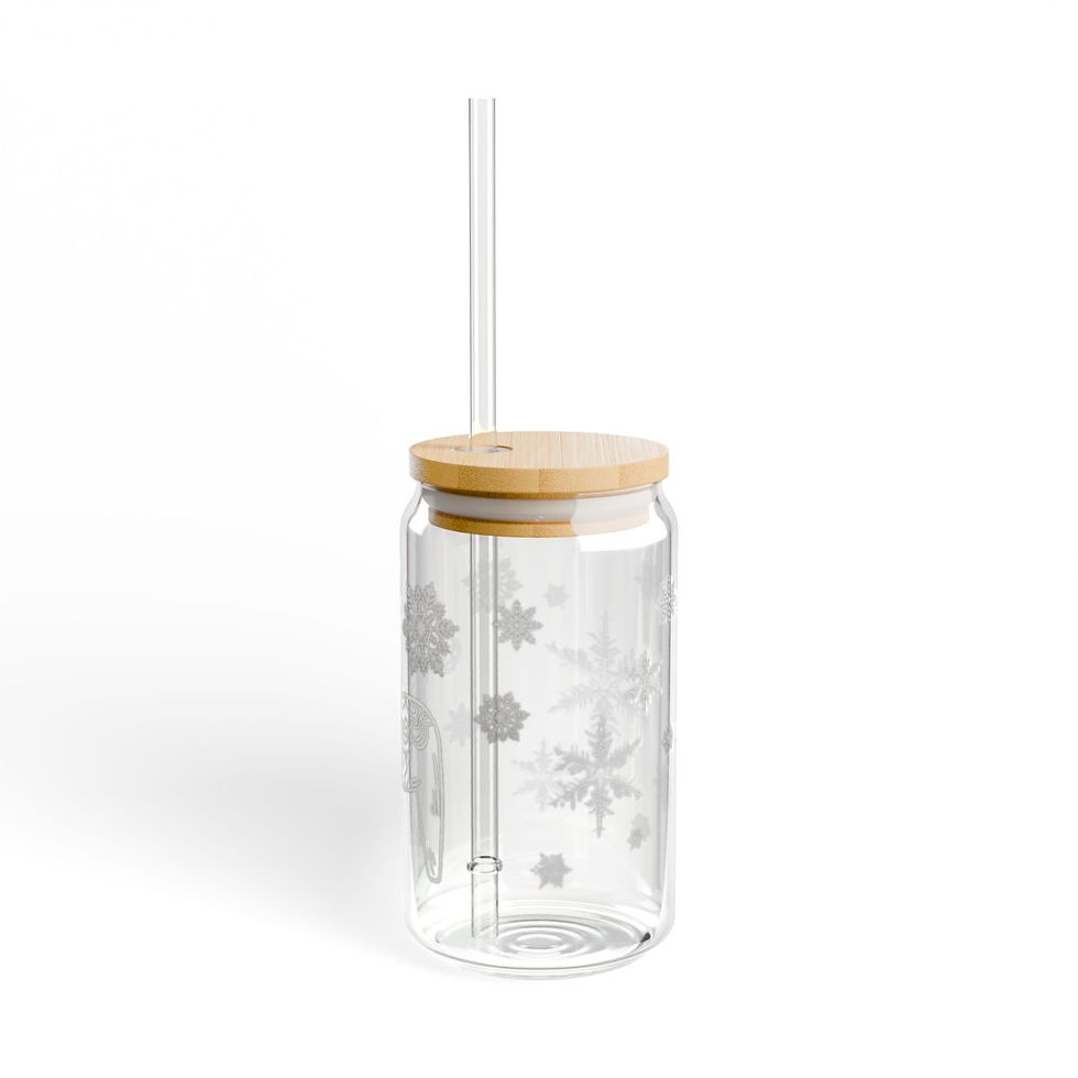 Thumbnail: Dala Horse glass with Snowflake Motif, Scandinavian Home Decor, 16 oz, Sipper