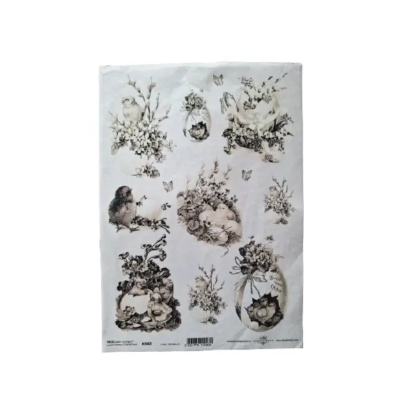 Ryžový papier - A4 - Veľká noc vo vintage - kuriatka