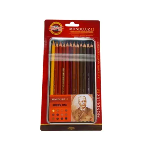 Akvarelové pastelky - Koh-I-Noor - Mondeluz - sada 12ks - hnedá rada