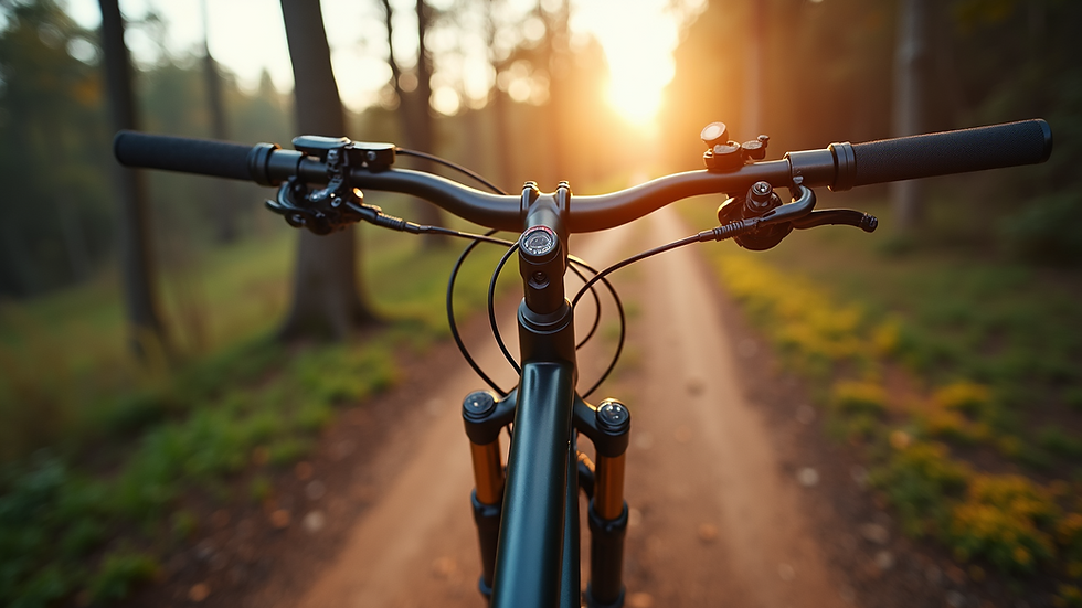 Close-up of a mountain bike on a trail