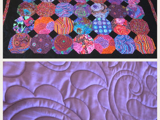 What a beautiful customer quilt..she did a great job using Kaffe fabrics I Quilted it in black threa