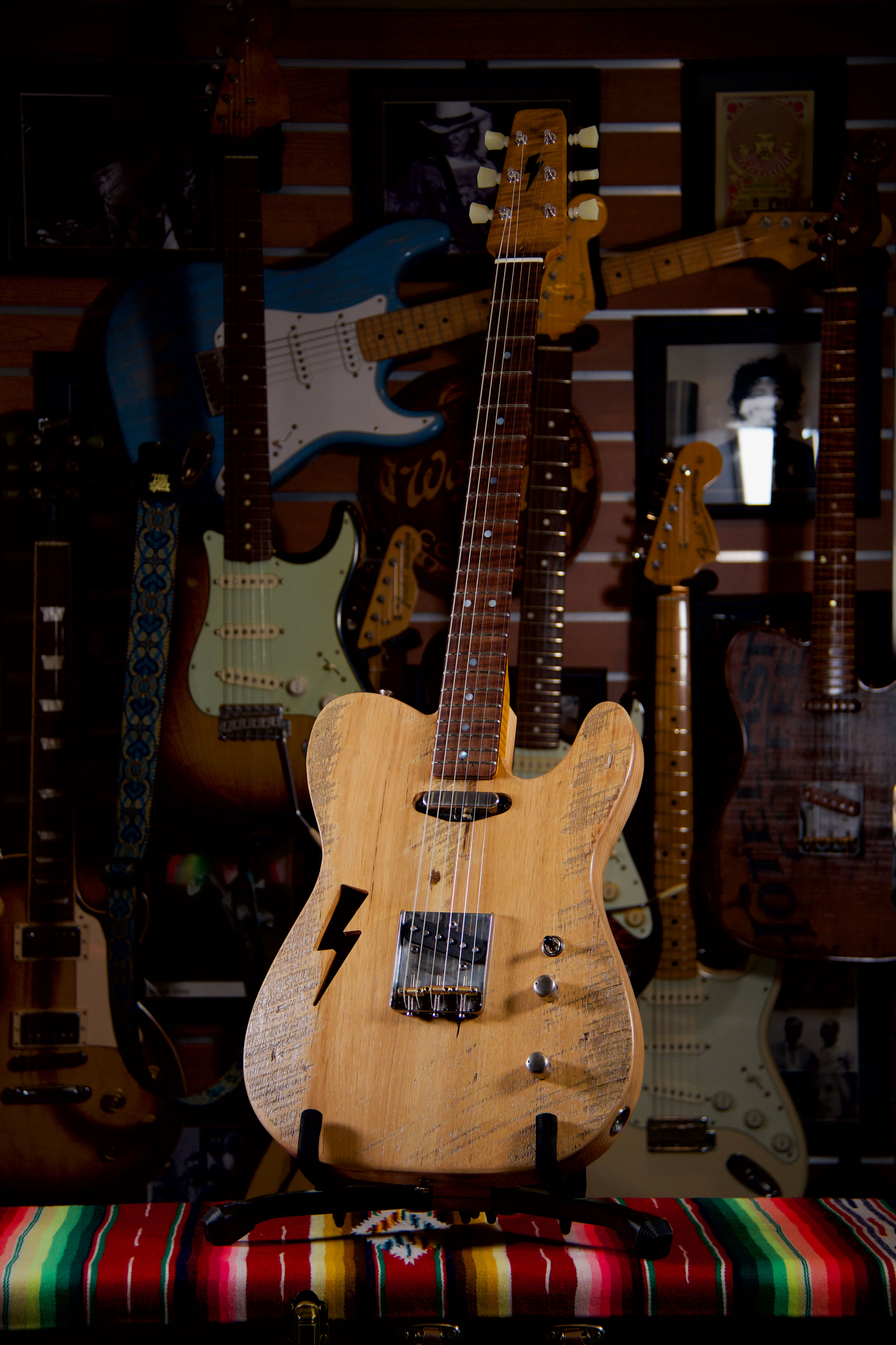 "Blondie" Custom Shop Lightning Hole Semi Hollow Tele | Black Volt Amplification